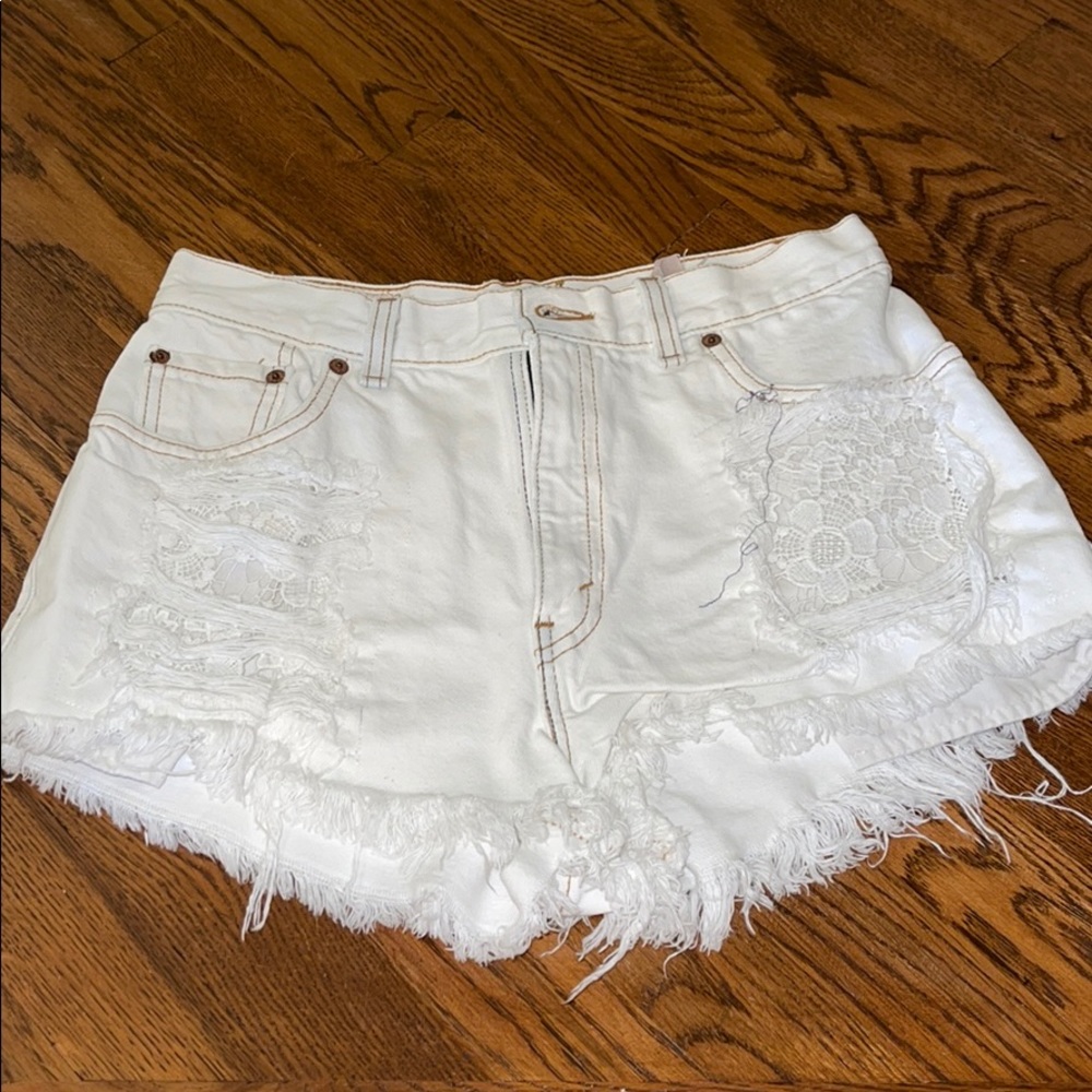 Levi’s/Furst of akind white high waist jean shorts